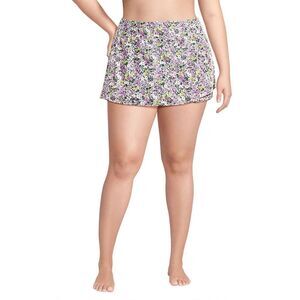 Land's End Plus Size Tulip Hem Skort Swim bottom White Multi Distsy Floral L
